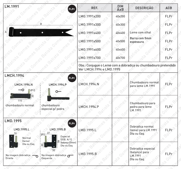 Chumbadouro / Dobradi�a para LM.1991